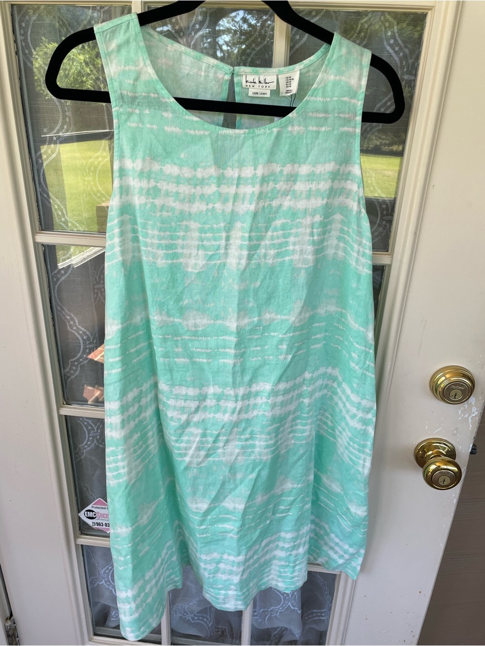 Nicole Miller New York 100% Linen Mint Tie Dye Swing Dress Size M NWT 🌿